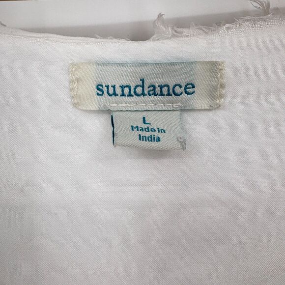 Sundance Women's White Scoop Neck Tiered Tank Top Large - Picture 10 of 11